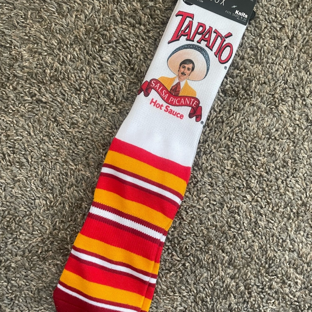 OOD Sox Tapatio Men's Crew Socks in Red, Yellow & White Stripe